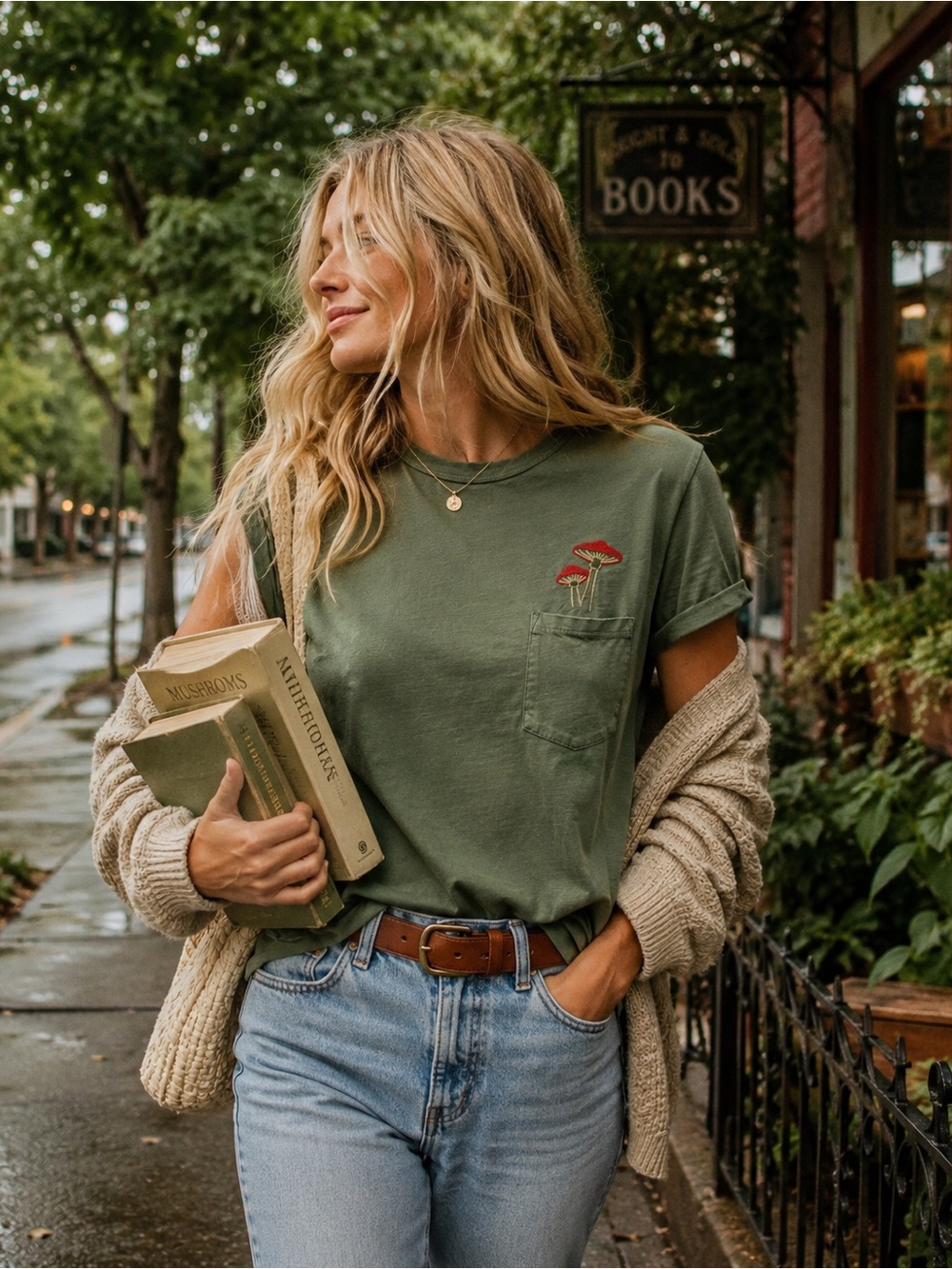 TOAD&CO Organic Cotton Sage Mushroom Pocket Tee | M